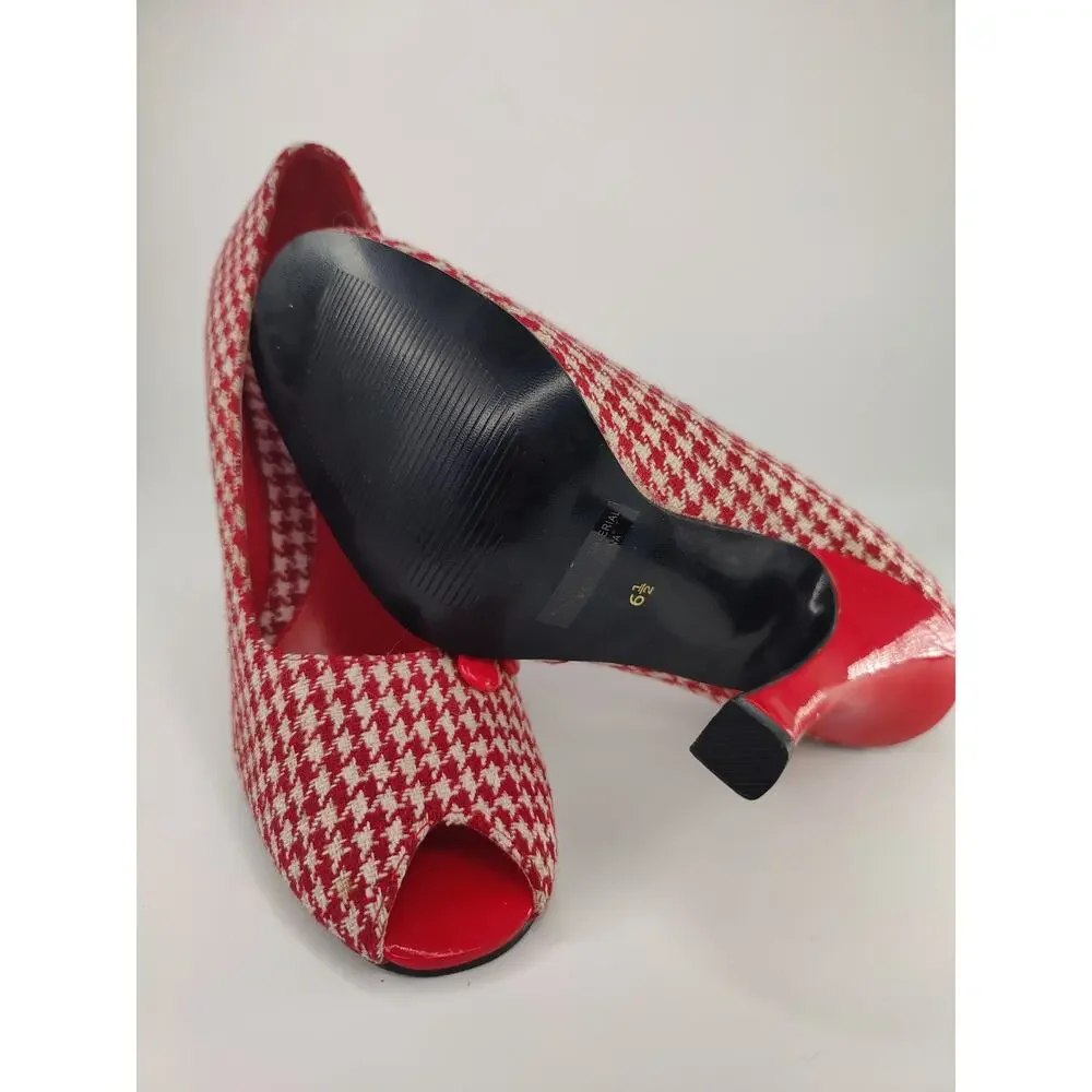 Vintage Y2K Red peep toe pumps sz 7